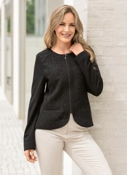 Discount BADER Blusenjacke mit dekorativer Blende SCHWARZ