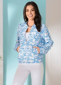 Clearance BADER Blusenjacke mit gesmokten Abschlüssen BLAU-ECRU-ROYALBLAU