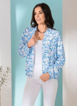 Clearance BADER Blusenjacke mit gesmokten Abschlüssen BLAU-ECRU-ROYALBLAU