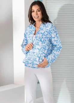 Clearance BADER Blusenjacke mit gesmokten Abschlüssen BLAU-ECRU-ROYALBLAU