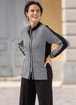laurakent Blusenjacke mit Hahnentritt-Dessin SCHWARZ-SILBER