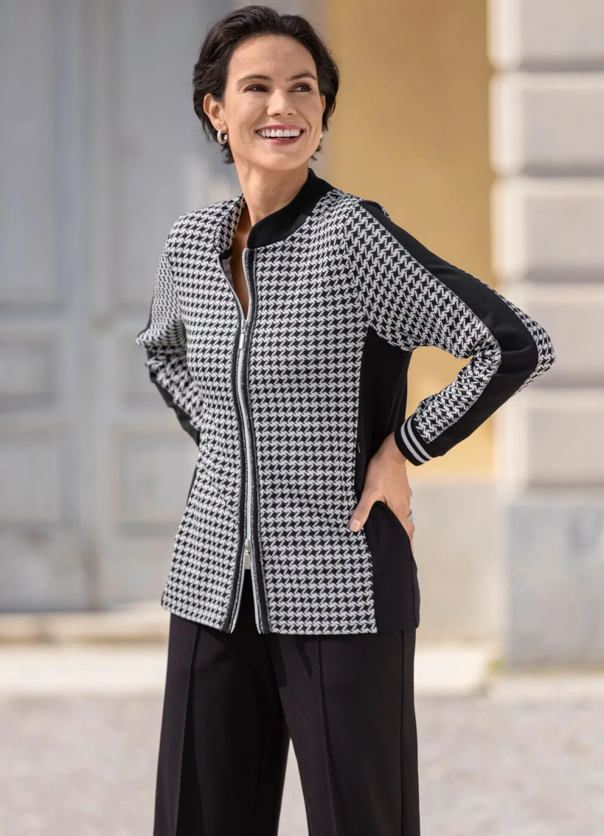laurakent Blusenjacke mit Hahnentritt-Dessin SCHWARZ-SILBER