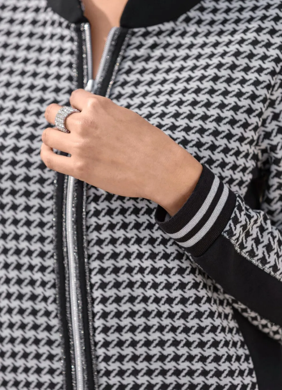 laurakent Blusenjacke mit Hahnentritt-Dessin SCHWARZ-SILBER