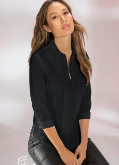 Discount BADER Blusenjacke mit Hemdkragen SCHWARZ
