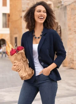 Clearance BADER Blusenjacke mit Knopfleiste MARINE