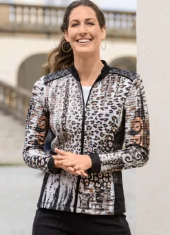 Discount BADER Blusenjacke mit Netztüll SCHWARZ-ECRU-TAUPE