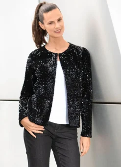 Best BADER Blusenjacke mit Pailletten SCHWARZ