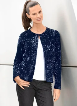 BADER Blusenjacke mit Pailletten MARINE