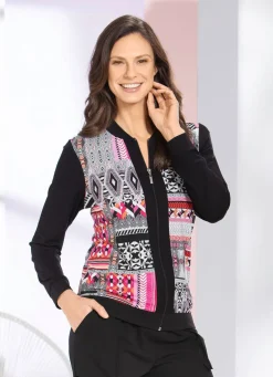 Clearance BADER Blusenjacke mit Reißverschlussleiste SCHWARZ-WEISS-BUNT