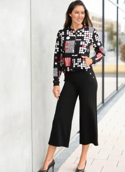 Online BADER Blusenjacke mit Rippenstrick SCHWARZ-WEISS-ROT