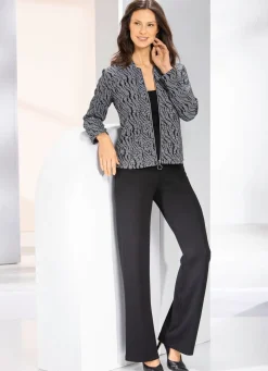 Hot BADER Blusenjacke mit Stehkragen SCHWARZ-WEISS