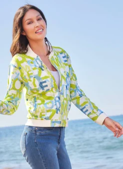 laurakent Blusenjacke mit tollem Dessin KIWI-ECRU-EISBLAU-BUNT