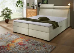 Outlet BADER Boxspringbett auf hochwertigem Echtholzgestell CREME