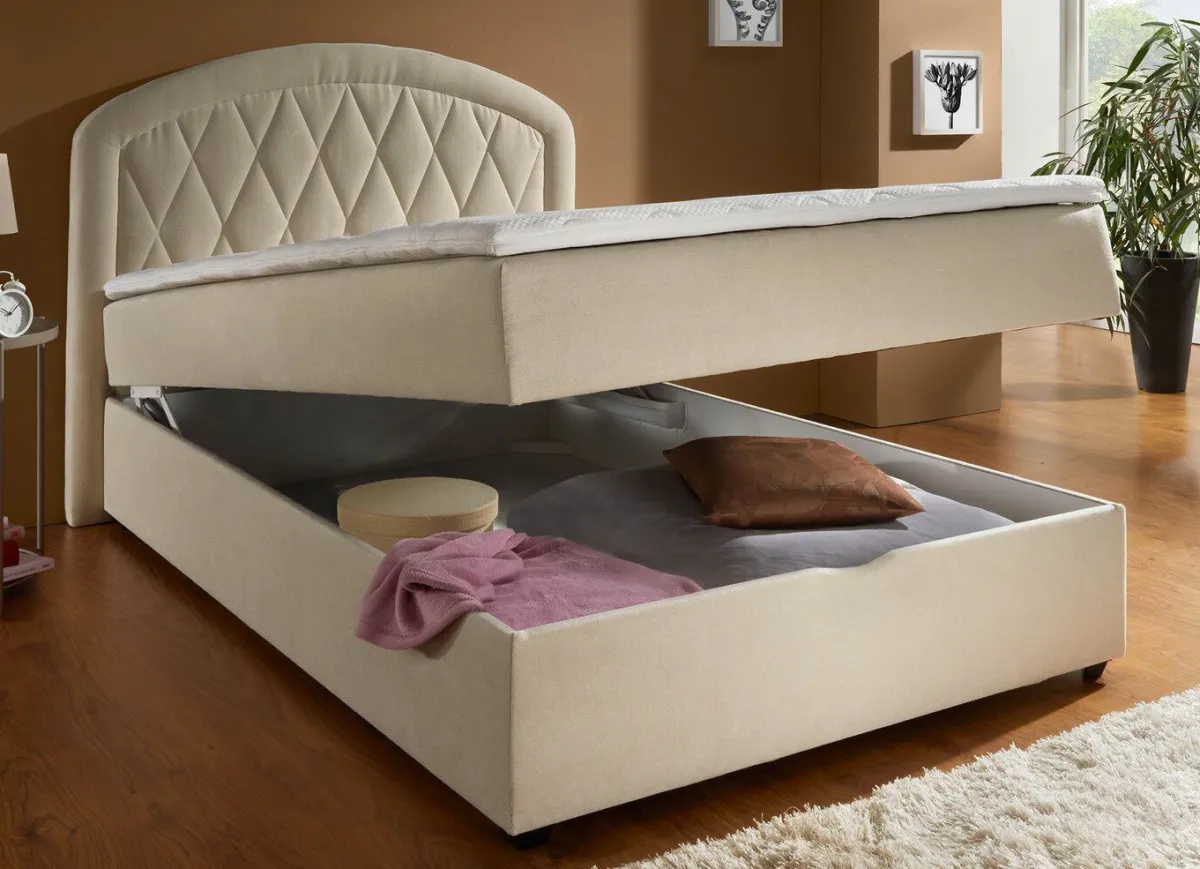 Online BADER Boxspringbett mit Bettkasten und Topper CREME