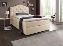 New BADER Boxspringbett mit Bettkasten und Topper BEIGE