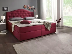 BADER Boxspringbett mit Bettkasten und Topper HELLGRAU