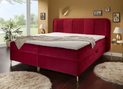 Hot BADER Boxspringbett mit Bettkasten und Topper ROT
