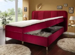 Hot BADER Boxspringbett mit Bettkasten und Topper ROT