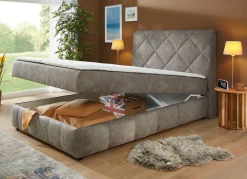 BADER Boxspringbett mit Bettkasten und Topper GRAU