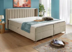 Hot BADER Boxspringbett mit Bettkasten und Topper CREME