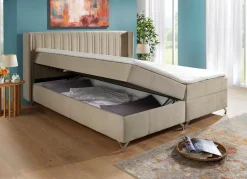 Hot BADER Boxspringbett mit Bettkasten und Topper CREME