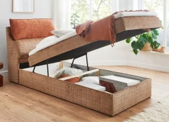 New BADER Boxspringbett mit Bettkasten und Kaltschaumtopper TERRA-CAPPUCCINO