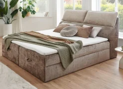 Outlet BADER Boxspringbett mit Bettkasten und Kaltschaumtopper BEIGE-BRAUN