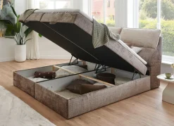 Outlet BADER Boxspringbett mit Bettkasten und Kaltschaumtopper BEIGE-BRAUN