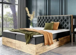 New BADER Boxspringbett mit Bettkasten und Topper ANTHRAZIT