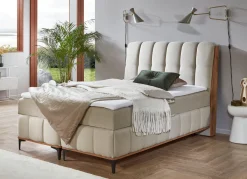 New BADER Boxspringbett mit Bettkästen und Kaltschaum-Topper BEIGE
