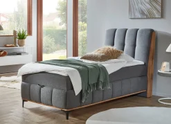 BADER Boxspringbett mit Bettkästen und Kaltschaum-Topper GRAU