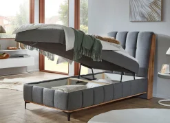 BADER Boxspringbett mit Bettkästen und Kaltschaum-Topper GRAU