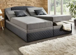 Online BADER Boxspringbett mit Bettkästen DUNKELGRAU-HELLGRAU