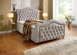 Discount BADER Boxspringbett mit gepolsterten Kopf- und Fußteil BEIGE