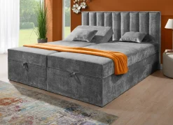 Sale BADER Boxspringbett mit individueller Kopfteilverstellung und Deko-Kissen GRAU