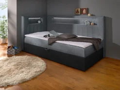 Hot BADER Boxspringbett mit integrierter LED-Beleuchtung SCHWARZ-GRAU