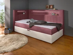 Sale BADER Boxspringbett mit integrierter LED-Beleuchtung WEISS-BEERE