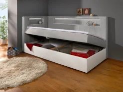 Online BADER Boxspringbett mit integrierter LED-Beleuchtung WEISS-SILBER