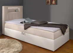Clearance BADER Boxspringbett mit integrierter LED-Beleuchtung WEISS-CREME
