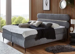 Hot BADER Boxspringbett mit LED-Beleuchtung und Topper ANTHRAZIT