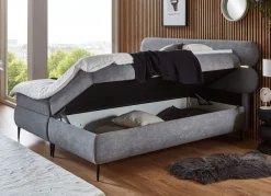 Hot BADER Boxspringbett mit LED-Beleuchtung und Topper ANTHRAZIT