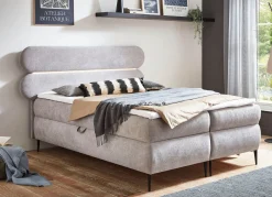 Discount BADER Boxspringbett mit LED-Beleuchtung und Topper GRAU