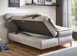 Discount BADER Boxspringbett mit LED-Beleuchtung und Topper GRAU