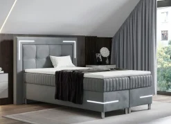 Best BADER Boxspringbett mit LED-Beleuchtung und Topper SILBER