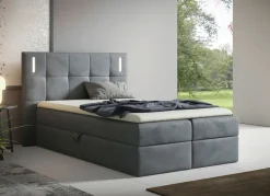 BADER Boxspringbett mit LED-Beleuchtung und Topper GRAU