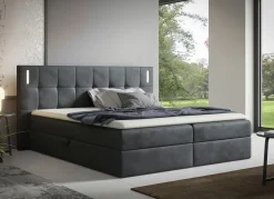 Discount BADER Boxspringbett mit LED-Beleuchtung und Topper ANTHRAZIT