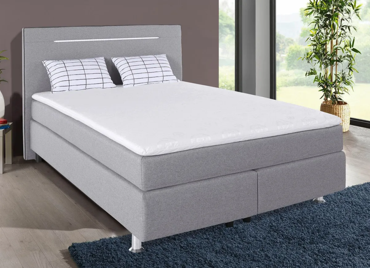 Discount BADER Boxspringbett mit LED-Beleuchtung GRAU