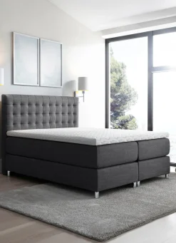 Online BADER Boxspringbett mit Topper ANTHRAZIT