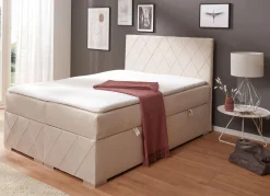 New BADER Boxspringbett mit Topper und Bettkasten CREME