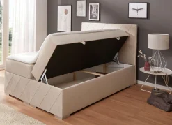 New BADER Boxspringbett mit Topper und Bettkasten CREME